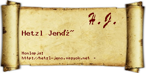 Hetzl Jenő névjegykártya