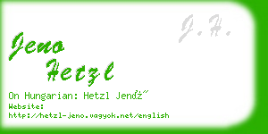 jeno hetzl business card